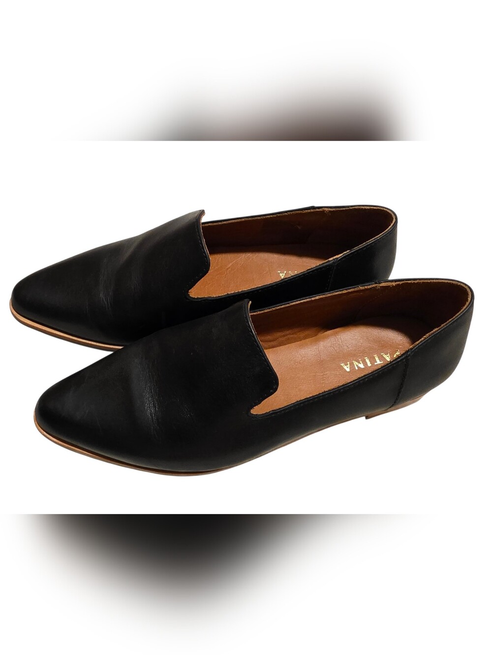 Portland Leather Goods Patina Black Leather Slip-On Loafers for Women 7